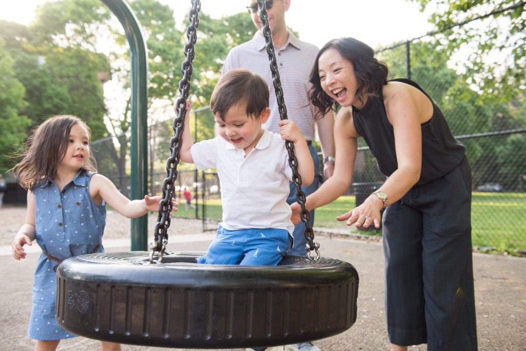 Fun family portraits brookline playground outdoor