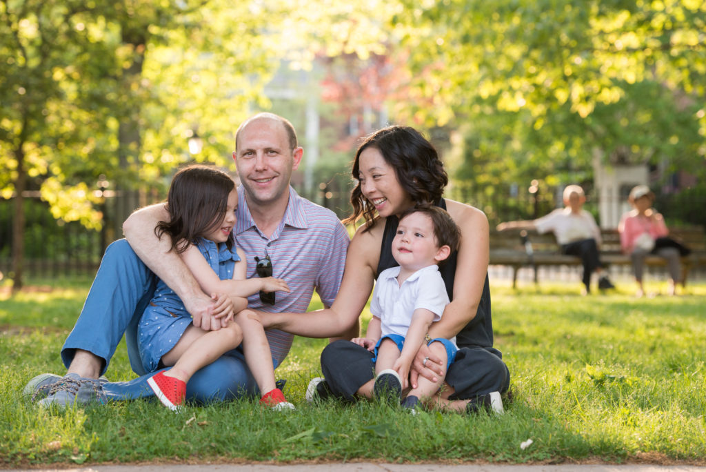 Fun family portraits brookline family laughing outdoor portrait