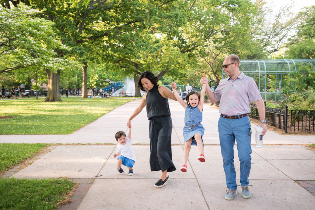 Fun family portraits brookline playground playful natural