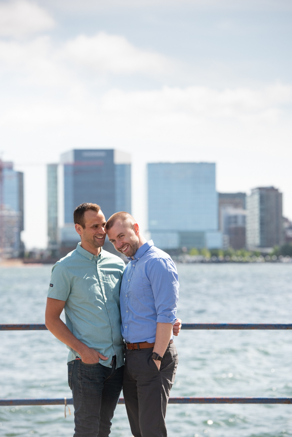 engagement photos gay couple piers park east boston