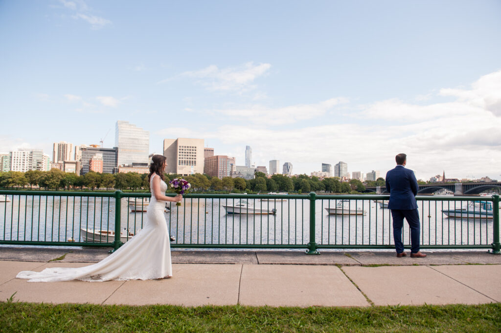 cambridge wedding first look charles river