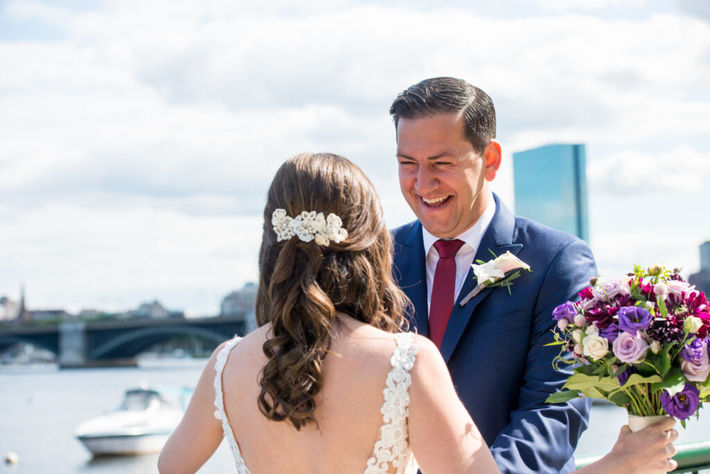 cambridge wedding first look charles river