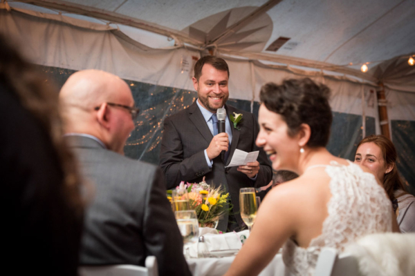 toast with laughter wedding