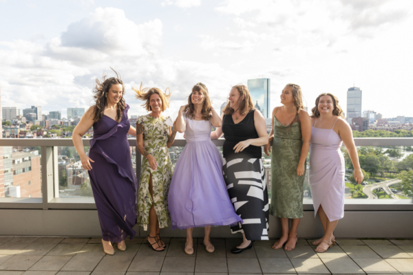 Wedding Photo Bridal Party in the Wind liberty hotel